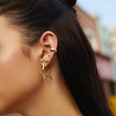 Gold Sparkling Star Stud Earrings